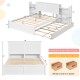 Honhorrs Full Platform Bed with Twin Trundle, White Storage Headboard and Two Pull-Out Bookshelves