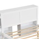 Honhorrs Full Platform Bed with Twin Trundle, White Storage Headboard and Two Pull-Out Bookshelves