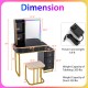 Honhorrs RGB Makeup Vanity and Stool, Wireless Charging Top with USB-C Port and Divided Drawer