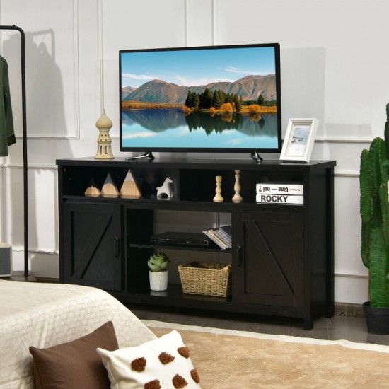 Honhorrs 59-Inch Barn-Door TV Console, Adjustable Storage Shelves and Cable Openings for 65-Inch TVs