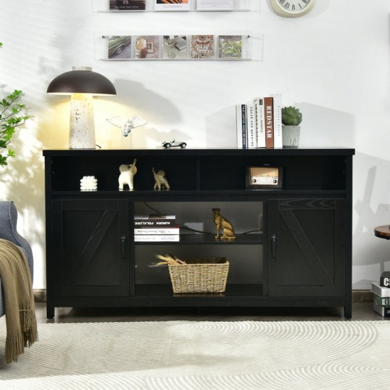 Honhorrs 59-Inch Barn-Door TV Console, Adjustable Storage Shelves and Cable Openings for 65-Inch TVs