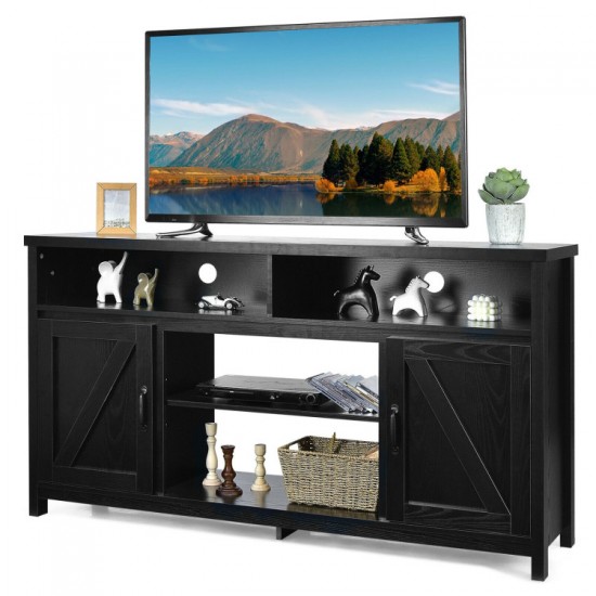 Honhorrs 59-Inch Barn-Door TV Console, Adjustable Storage Shelves and Cable Openings for 65-Inch TVs
