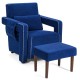Honhorrs Berber Fleece Accent Chair and Ottoman, Larch Wood Frame with Waist Pillow and Side Pocket