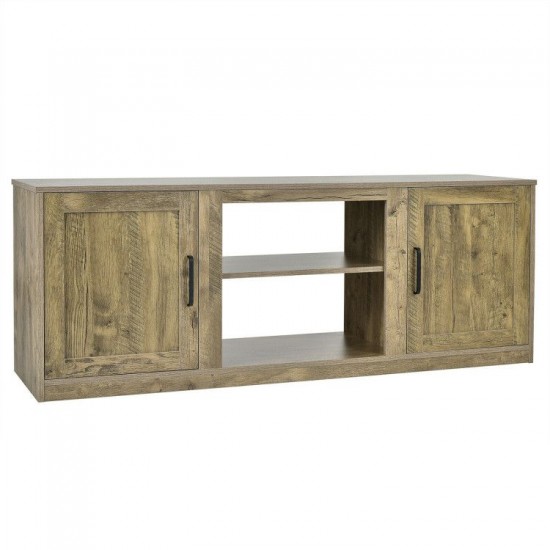 Honhorrs Barn-Door TV Stand for TVs up to 65 Inches, Adjustable Shelves and Four Cable Openings