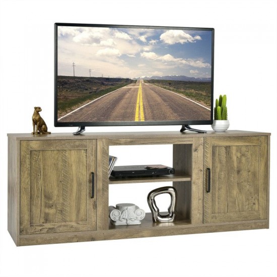 Honhorrs Barn-Door TV Stand for TVs up to 65 Inches, Adjustable Shelves and Four Cable Openings