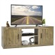Honhorrs Barn-Door TV Stand for TVs up to 65 Inches, Adjustable Shelves and Four Cable Openings