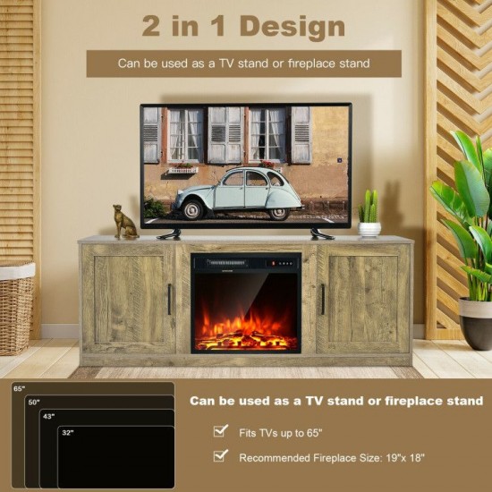 Honhorrs Barn-Door TV Stand for TVs up to 65 Inches, Adjustable Shelves and Four Cable Openings
