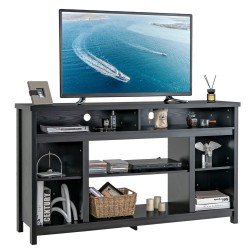 Honhorrs 58-Inch Media Stand for TVs Up to 65 Inches, Open Shelves with Removable Fireplace Shelf
