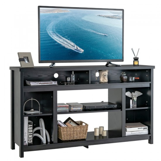 Honhorrs 58-Inch Media Stand for TVs Up to 65 Inches, Open Shelves with Removable Fireplace Shelf