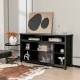 Honhorrs 58-Inch Media Stand for TVs Up to 65 Inches, Open Shelves with Removable Fireplace Shelf