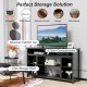 Honhorrs 58-Inch Media Stand for TVs Up to 65 Inches, Open Shelves with Removable Fireplace Shelf