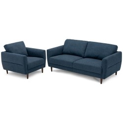 XVX Fabric Armchair and Loveseat Set, Spring Seats and Wooden Legs with Removable Back Covers
