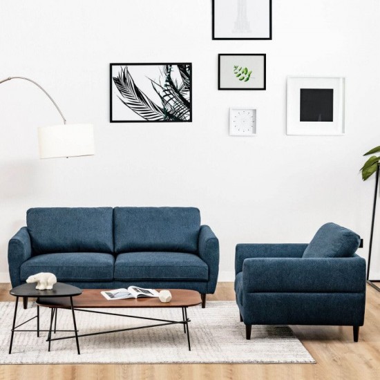 Honhorrs Fabric Armchair and Loveseat Set, Spring Seats and Wooden Legs with Removable Back Covers