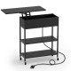 Honhorrs Rolling Lift-Top End Table with Hidden Storage, Charging Station and Lockable Wheels