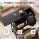 Honhorrs Rolling Lift-Top End Table with Hidden Storage, Charging Station and Lockable Wheels