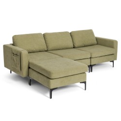 XVX Modular Three-Seat Sofa, Reversible Chaise with Hidden Storage, Outlet and Two USB Ports