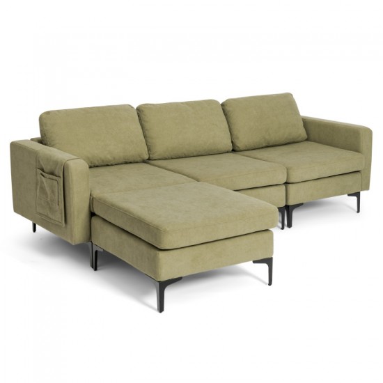 Honhorrs Modular Three-Seat Sofa, Reversible Chaise with Hidden Storage, Outlet and Two USB Ports