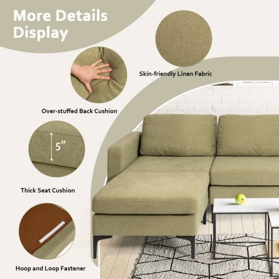 Honhorrs Modular Three-Seat Sofa, Reversible Chaise with Hidden Storage, Outlet and Two USB Ports