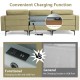 Honhorrs Modular Three-Seat Sofa, Reversible Chaise with Hidden Storage, Outlet and Two USB Ports
