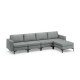 Honhorrs Modular Four-Seat Sectional, Reversible Ottoman with USB Ports and Hidden Armrest Storage