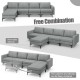 Honhorrs Modular Four-Seat Sectional, Reversible Ottoman with USB Ports and Hidden Armrest Storage