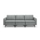 Honhorrs Three-Seat Linen Sofa, Zippered Cushion Covers with Metal Legs and Armrest Storage Pocket