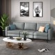Honhorrs Three-Seat Linen Sofa, Zippered Cushion Covers with Metal Legs and Armrest Storage Pocket