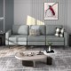 Honhorrs Three-Seat Linen Sofa, Zippered Cushion Covers with Metal Legs and Armrest Storage Pocket
