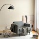 Honhorrs Three-Seat Linen Sofa, Zippered Cushion Covers with Metal Legs and Armrest Storage Pocket