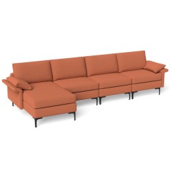XVX L-Shaped Modular Sofa, Reversible Chaise and Hidden Storage with Outlet and Dual USB Ports