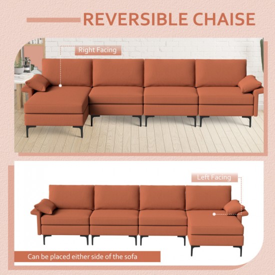 Honhorrs L-Shaped Modular Sofa, Reversible Chaise and Hidden Storage with Outlet and Dual USB Ports