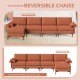 Honhorrs L-Shaped Modular Sofa, Reversible Chaise and Hidden Storage with Outlet and Dual USB Ports