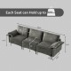 Honhorrs Three-Seat Linen Sofa, Spring-Supported Sponge Cushions with Metal Legs and Protective Feet