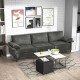 Honhorrs Three-Seat Linen Sofa, Spring-Supported Sponge Cushions with Metal Legs and Protective Feet