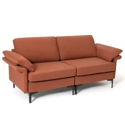 XVX Fabric Loveseat with Metal Legs, Spring-Supported Seat and Separate Back and Arm Pillows