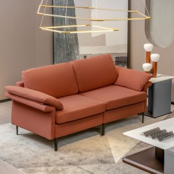 XVX Fabric Loveseat with Metal Legs, Spring-Supported Seat and Separate Back and Arm Pillows