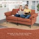 Honhorrs Fabric Loveseat with Metal Legs, Spring-Supported Seat and Separate Back and Arm Pillows
