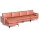 Honhorrs Four-Seat Modular Sectional, Reversible Chaise with Suede Upholstery and Built-In USB Ports