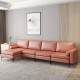 Honhorrs Four-Seat Modular Sectional, Reversible Chaise with Suede Upholstery and Built-In USB Ports