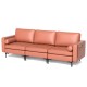 Honhorrs Suede-Fabric Three-Seat Sofa, Modular Sections with Side Pocket, Bolsters and Metal Legs