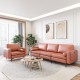Honhorrs Suede-Fabric Three-Seat Sofa, Modular Sections with Side Pocket, Bolsters and Metal Legs