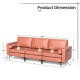 Honhorrs Suede-Fabric Three-Seat Sofa, Modular Sections with Side Pocket, Bolsters and Metal Legs