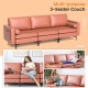 Honhorrs Suede-Fabric Three-Seat Sofa, Modular Sections with Side Pocket, Bolsters and Metal Legs