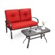 Honhorrs Two-Piece Patio Lounge Set, Cushioned Loveseat and Coffee Table with Steel Support Frames