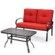 Honhorrs Two-Piece Patio Lounge Set, Cushioned Loveseat and Coffee Table with Steel Support Frames