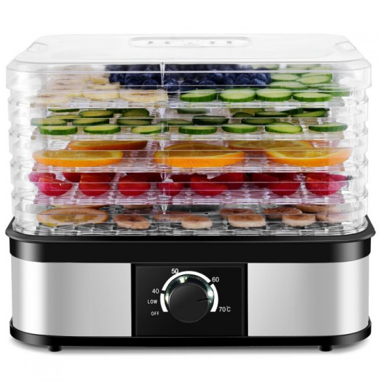 Honhorrs Five-Tray Food Dehydrator, Removable Stacked Trays with Clear Walls and Mechanical Controls