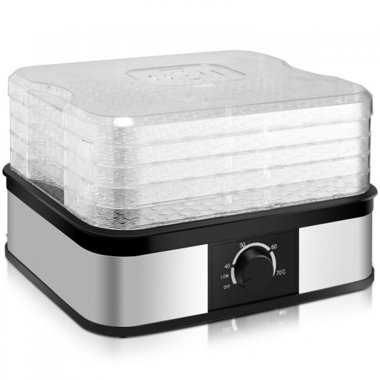 Honhorrs Five-Tray Food Dehydrator, Removable Stacked Trays with Clear Walls and Mechanical Controls