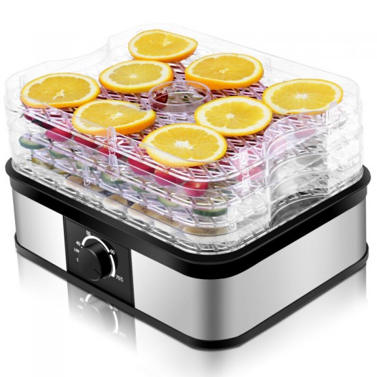 Honhorrs Five-Tray Food Dehydrator, Removable Stacked Trays with Clear Walls and Mechanical Controls