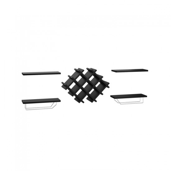 Honhorrs Wall-Mount Wine Storage: Diamond Bottle Rack, Display Shelves and Stemware Hanging Rails