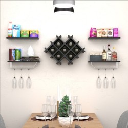 XVX Wall-Mount Wine Storage: Diamond Bottle Rack, Display Shelves and Stemware Hanging Rails